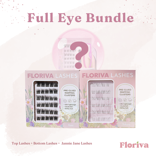 Full Eye Box: Top Lashes + Bottom Lashes + Free Gift, Lash Map Cluster - Pre-glued Individual Cluster Lashes by Floriva. Natural Lashes Clusters Doll Eye Wink Soft & fluffy. Self adhesive. Eyelash Extension Daily Gentle Makeup, Underlashes