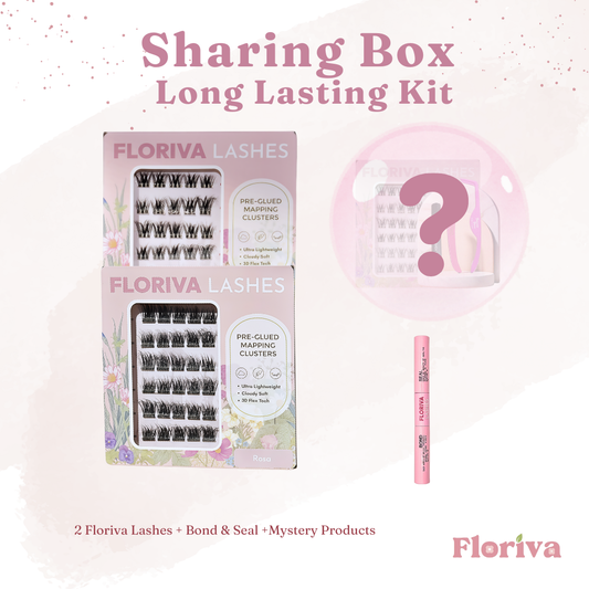 Sharing Long Lasting Kit: Pre-glued Lashes + Glue + Free Gift, Lash Map Cluster - Pre-glued Individual Cluster Lashes by Floriva