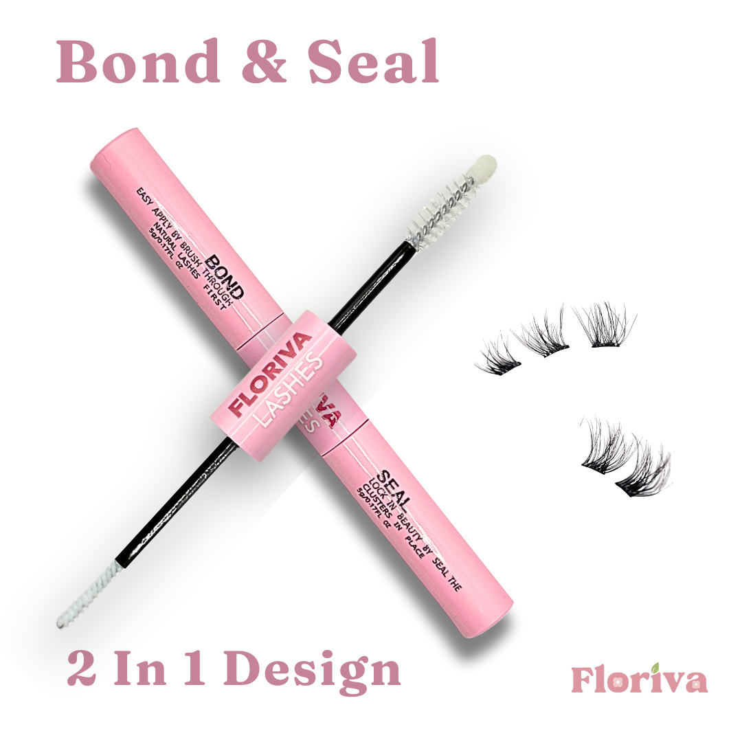 Floriva Bond & Seal Glue for Eyelash Extensions - Pre-Glued Lashes Glue, Acrylates Copolymer, Low Irritation, Transparent, Strong Long-Lasting Hold