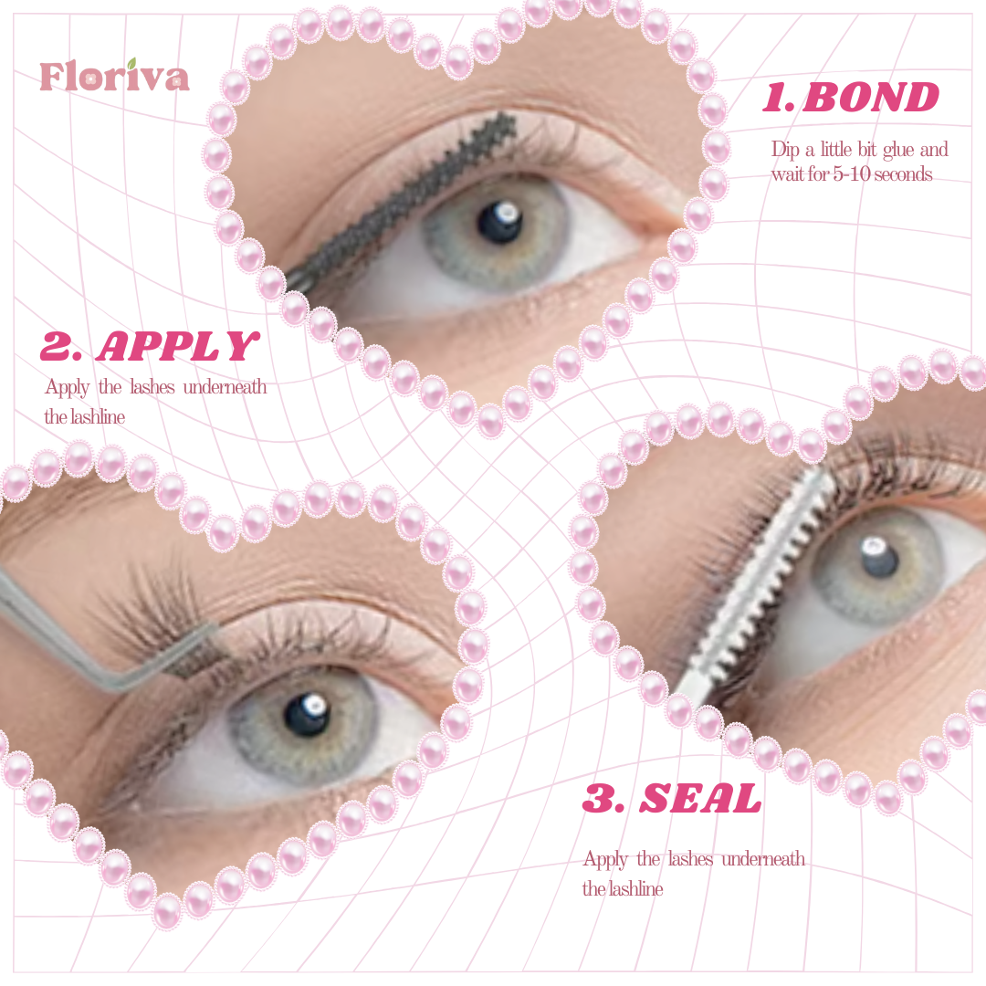 Long Last Bundle, Buy 1 FREE 1 Bond Seal Glue, Luxury Pre-glued Individual Cluster Lashes by Floriva . Soft & fluffy. Self adhesive. Eyelash Extension Daily Gentle Makeup, Underlash Style Cosmetic, Lashes Kit Set