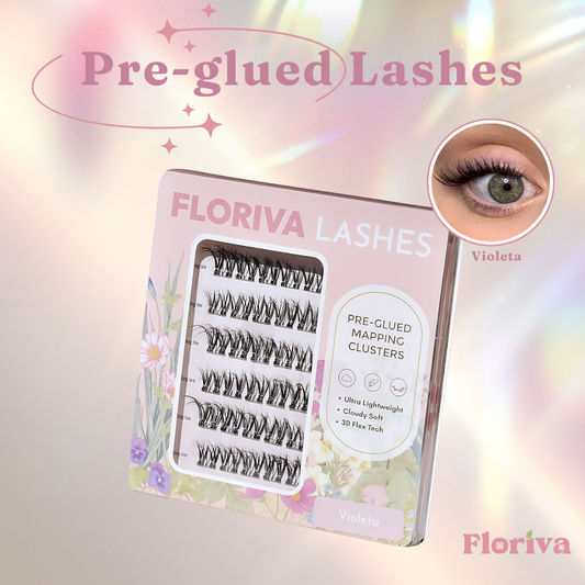 Pre-glued Lashes - Violeta - Eyelash Extension Daily Gentle Makeup, Underlash Style Cosmetic