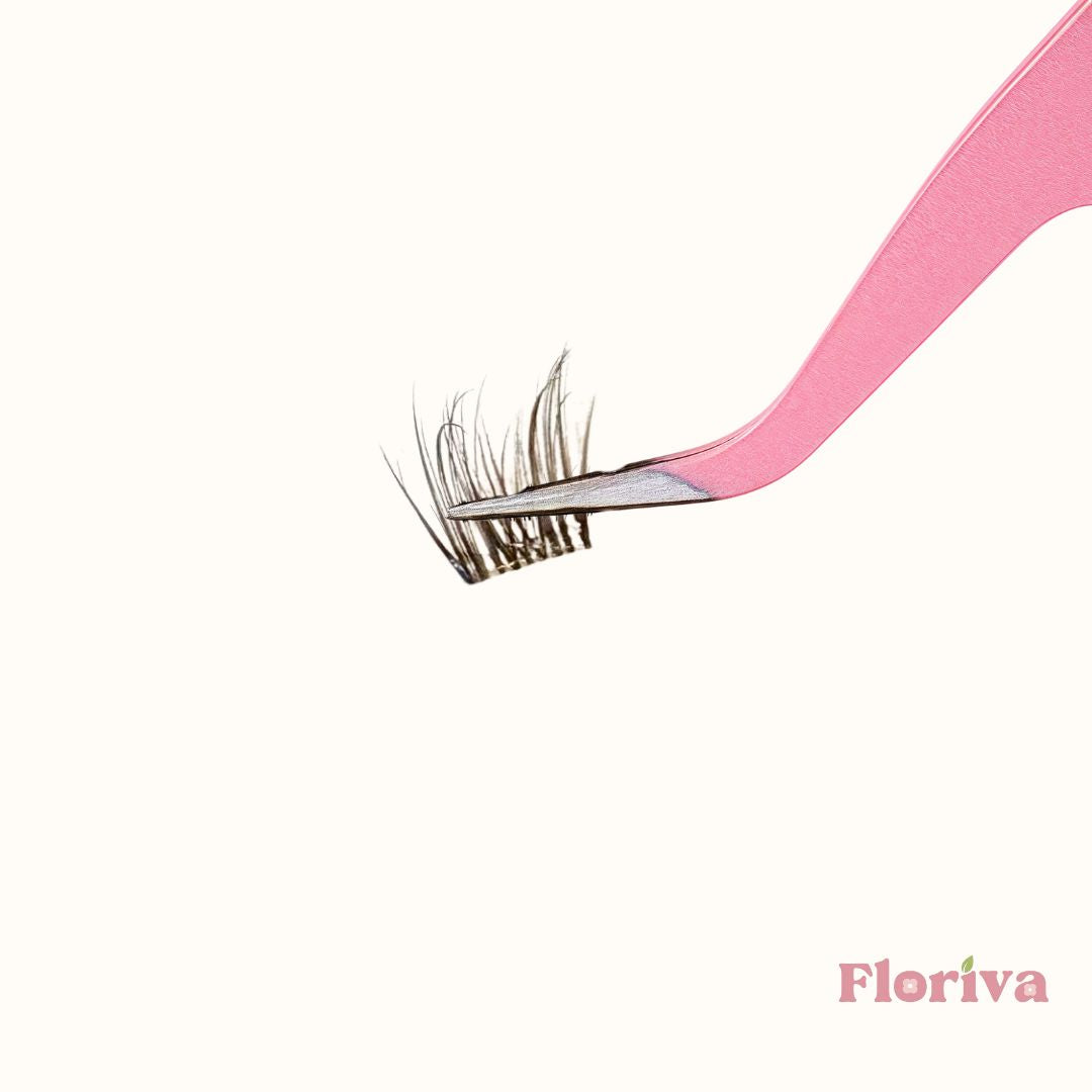 Brown Pre-glued Individual Cluster Lashes - Luxury lashes by Floriva. Soft & fluffy. Self adhesive. Eyelash Extension Daily Gentle Makeup, Underlash Style Cosmetic, Lashes Kit Set Eyelashes glue, Bond & Seal, Eyelashes Makeup Cosmetic