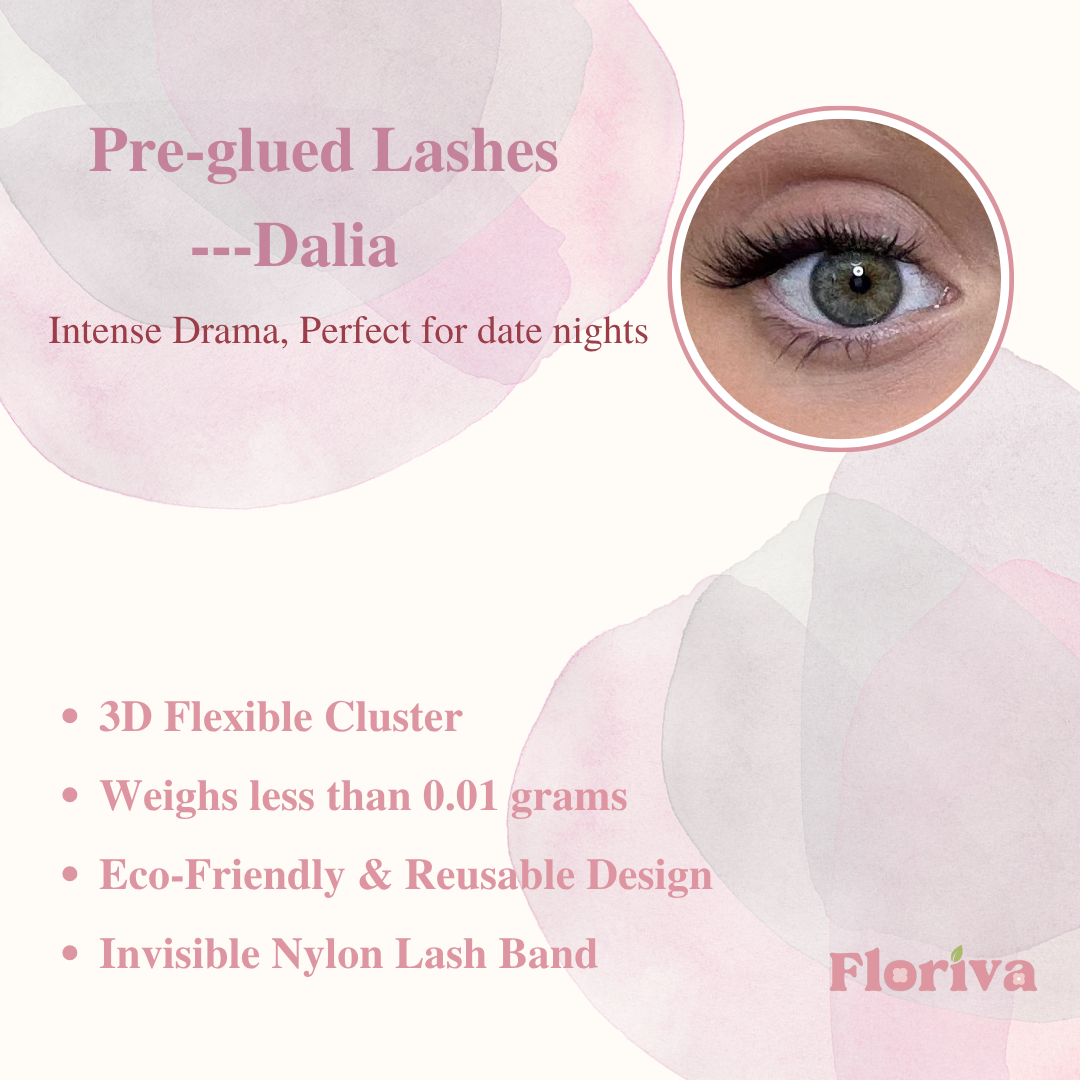 Pre-glued Lashes - Dalia - Eyelash Extension Daily Gentle Makeup, Underlash Style Cosmetic