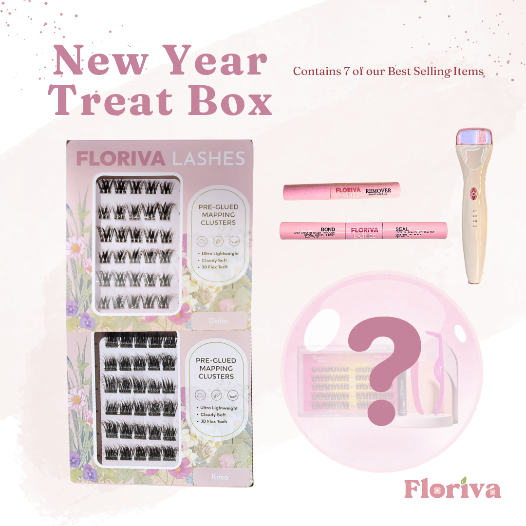 New Year Treat Box Pre-glued Individual Cluster Lashes BUY 5 FREE 1- 2 Pack Set+Bond Seal Glue+Press Nail -pre-glued lashes Eyelashes Makeup Cosmetic, Lashes Kit Set