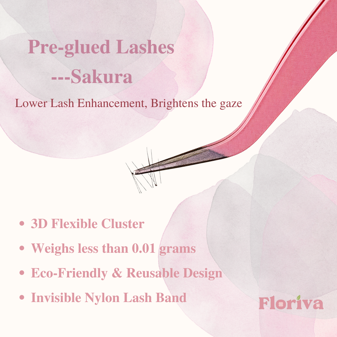 Pre-glued Lashes - Sakura- Eyelash Extension Daily Gentle Makeup, Underlash Style Cosmetic