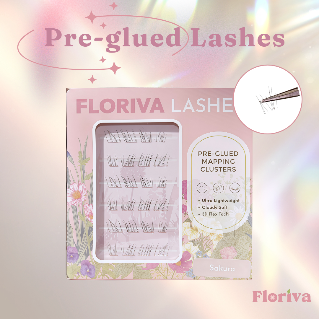 Sharing Long Lasting Kit: Pre-glued Lashes + Glue + Free Gift, Lash Map Cluster - Pre-glued Individual Cluster Lashes by Floriva