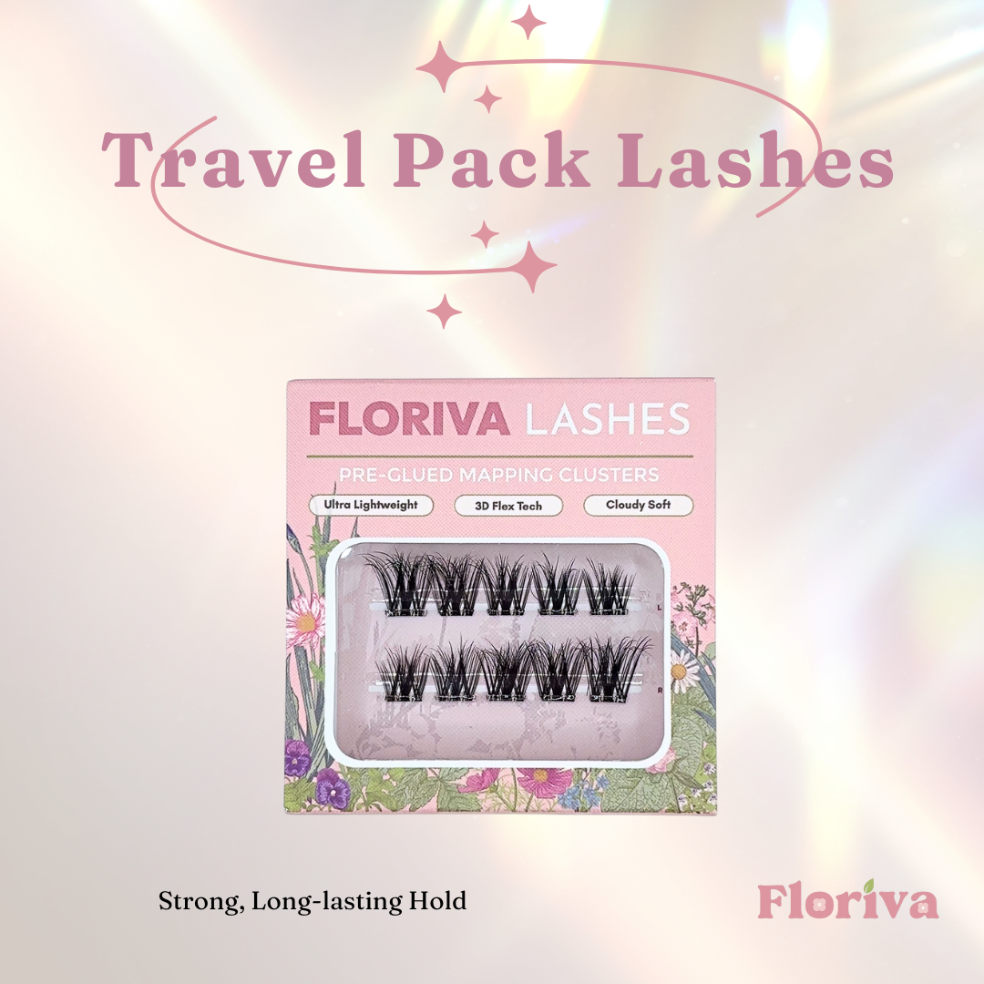 Valentines Bundle, 5 items, FREE SHIPPING- 1 Full Packed Pre-glued Lash+Travel Pack+Tweezer+Bond&Seal Glue+Heated Curler, Luxury Pre-glued Individual Cluster Lashes Soft & Fluffy Self Adhesive Daily Gentle Makeup Underlash Style