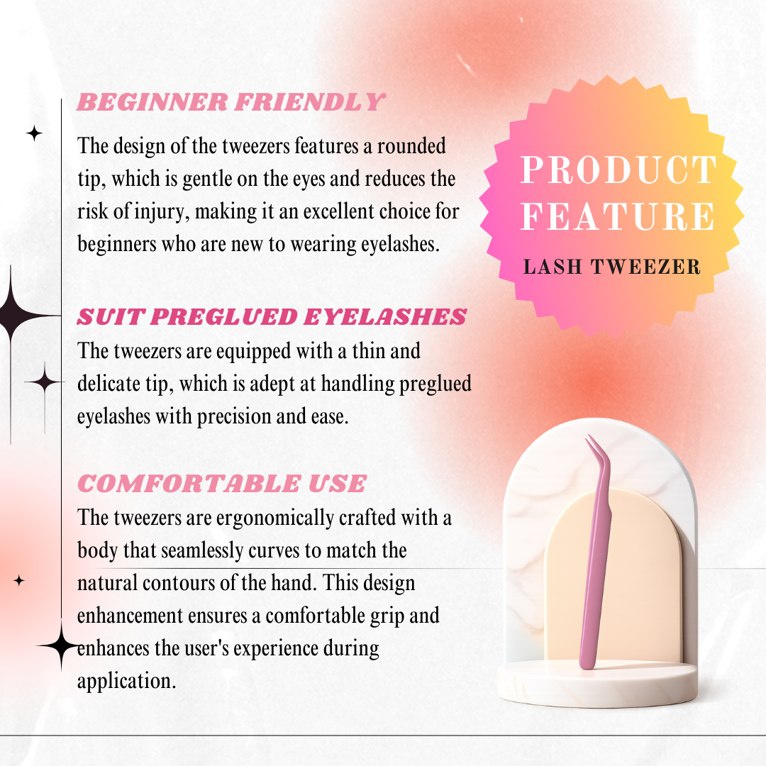 Applicator tweezers for cluster lashes. Apply lashes safely with our lash application. Makeup Cosmetic